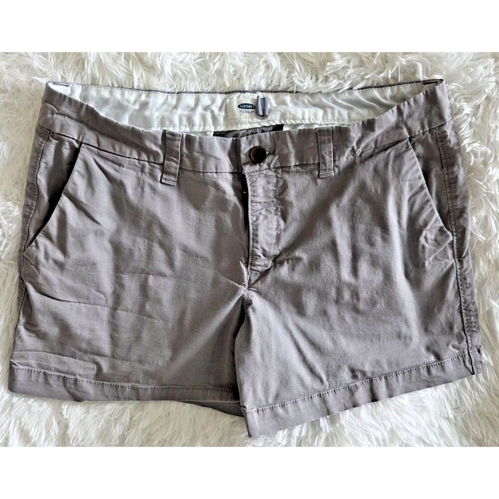 Old Navy Chino Shorts Womens Size 6 Gray Mid Rise Cuffed Stretch Casual